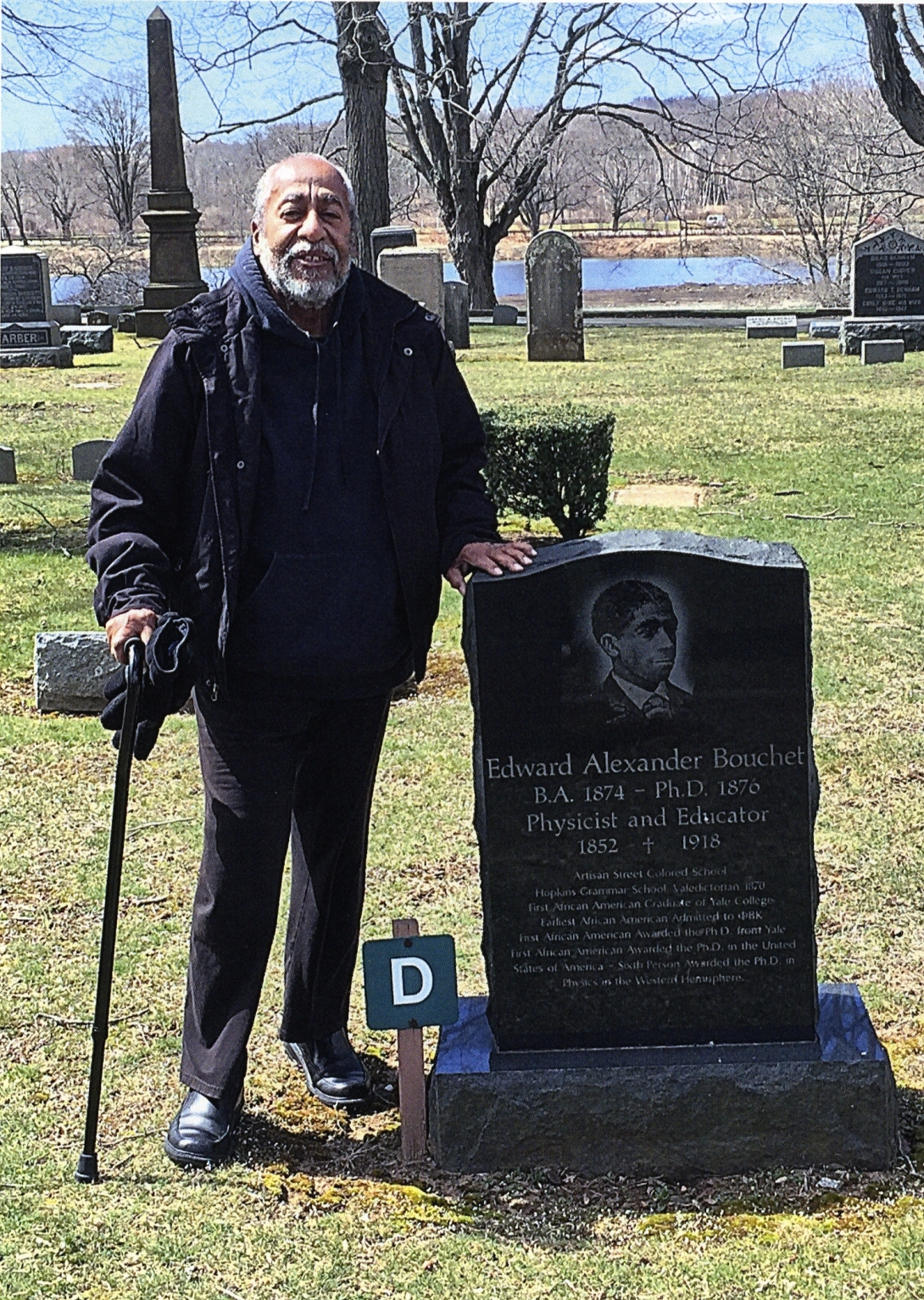 Ronald Mickens at the gravesite of Edward Bouchet, 2017 