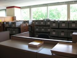 Collections in a secure cubicle area.