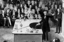 Michael Faraday delivering a Christmas Lecture in 1856