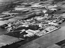 Aerial view of the CERN nuclear research laboratories.