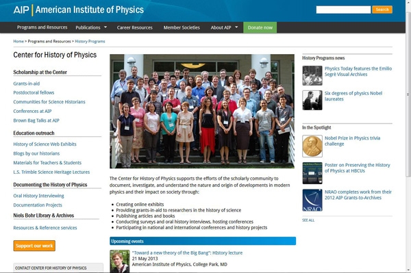 Center for History of Physics home page
