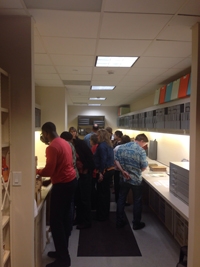 Processing room in the archives during the open house.